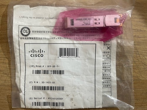 Cisco SFP-GE-T EXT 1000BASE-T Gigabit Transceiver Module Cisco 30-1421-01 (NEW) - Picture 2 of 9