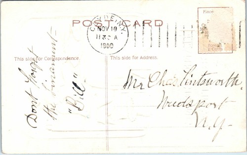 Cartolina Ringraziamento 1900 P. Sanders patriottico zio Sam bandiera americana Turchia - Foto 2 di 2