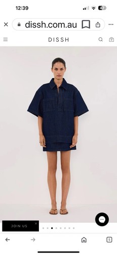 Dissh Denim Skirt & Top Set – Indigo Oversized 100% Cotton AUS/8 US/4-6 - Picture 5 of 17
