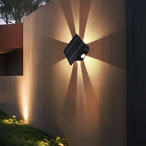 Solarlampe Wandleuchte Außenlampe Gartenleuchte schwarz Terrasse Up Down LED - Bild 1 von 9