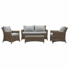Amicasa Salotto da giardino Salottino da Esterno Ferro PVC Set 4 Pezzi Corvara