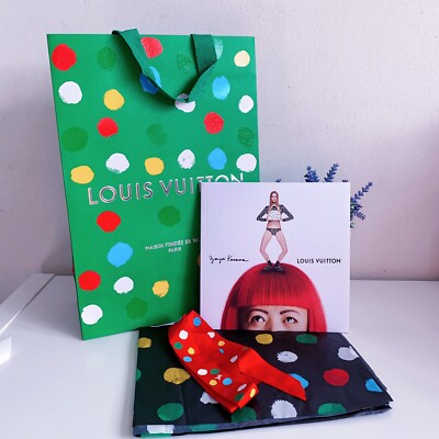 Louis Vuitton LV x YK Dot Paper Einkaufstasche + Kusama Buch 2023 limitierte Auflage