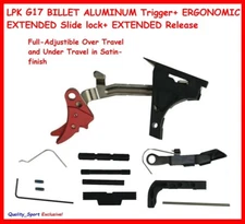 LPK G17 BILLET ALUMINUM Trigger+ EXTENDED Slide lock+ EXTENDED Release, Red