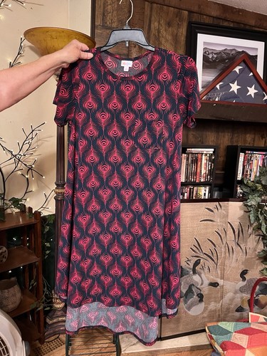 LuLaroe Simply Comfortable Burgundy Black Midi Dress Stretch Sz Small - Picture 2 of 3
