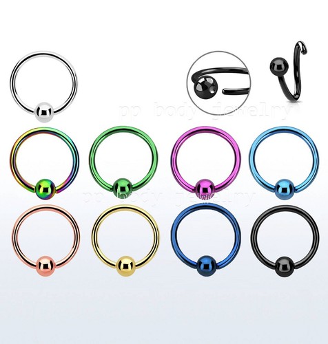 PAIR 22G 20G 18G 16G 14G Fixed Ball Captive Bead Ring Nose Earring Labret Septum - Picture 2 of 4