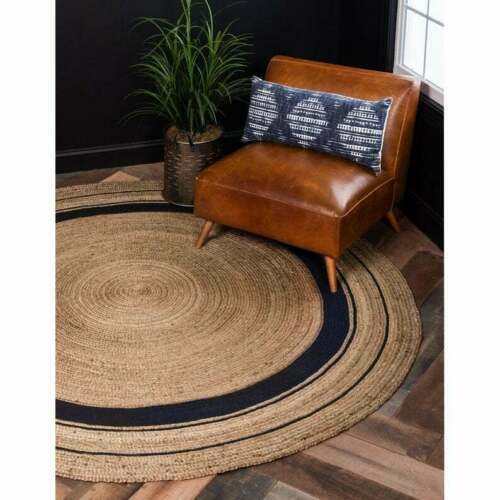 Rug Round Jute Carpet Reversible Vintage Area Floor Mats Living Room Rag Rug - Picture 3 of 10
