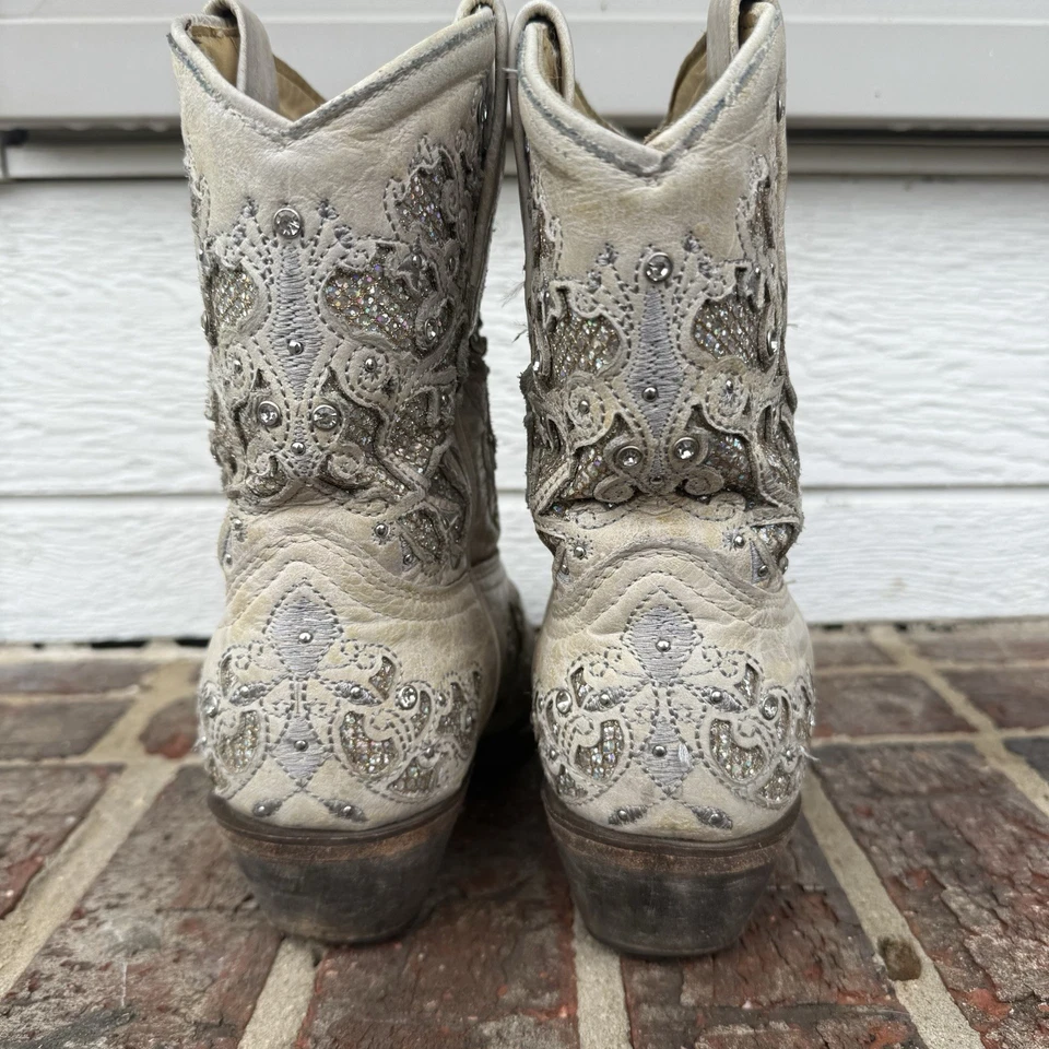Botas Corral Para Mujer Blanco Brillo Western Estrás 7.5 Festival Boda Y2K Foto 4 de 4