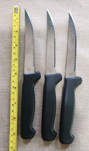 SET BESTEHEND AUS 3 ROGERS EDELSTAHL JAPAN 🇯🇵 EXCALIBUR SCHWARZ WELLENSCHLIFF STEAKMESSER - Bild 3 von 8