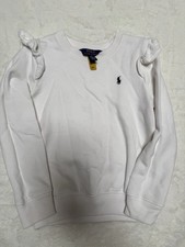 Polo Ralph Lauren Girls White Pullover Sweatshirt Ruffle Logo Long Sleeve 6X