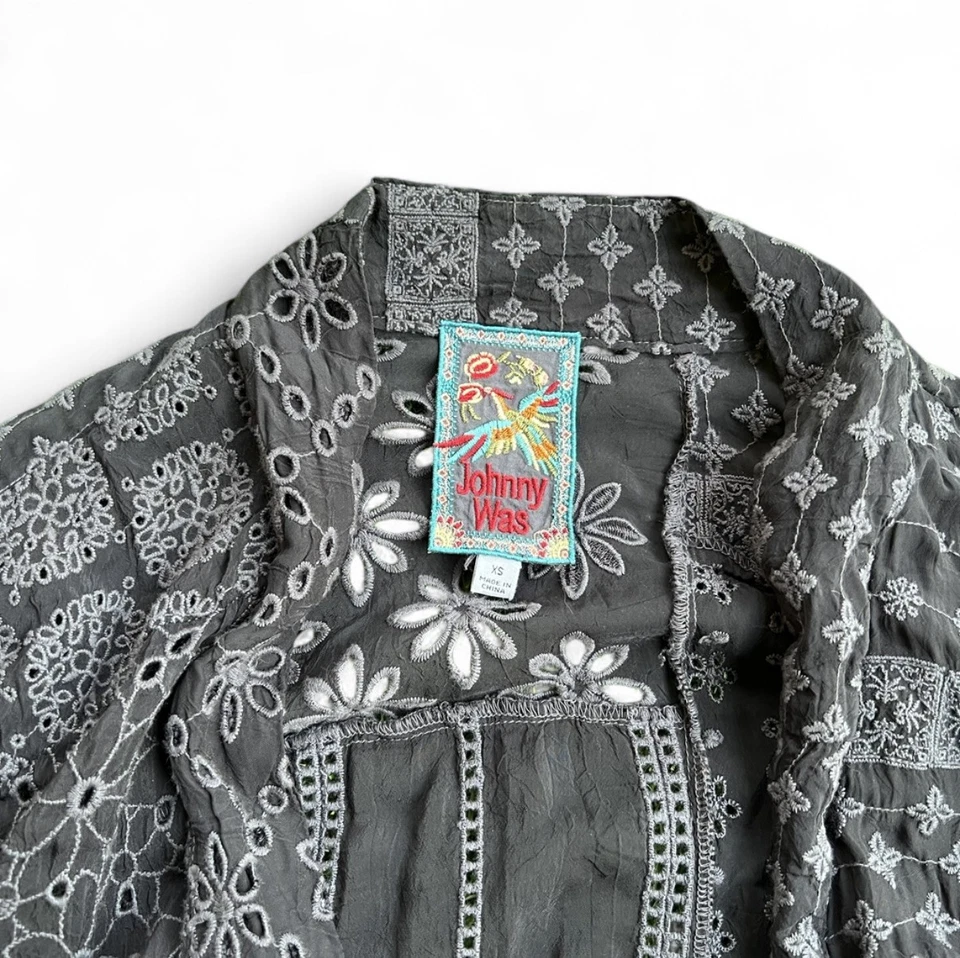 Kimono Johnny Was Sanded Black Blysse Patchwork Feminino XS - Imagem 2 de 2