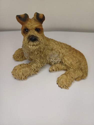 Sandicast Posing Brown Schnauzer Resin Dog Figurine 90s Figure Dog Gift Puppy - Picture 1 of 7