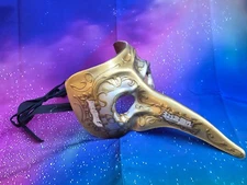 Vintage Traditional Masquerade Mask Long Nose music  Italy Laguna Ivory Gold