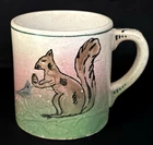 BRUSH MCCOY POTTERY RARE HANDLED MUG WITH HAND PAINTED SQUIRREL & BIRDS