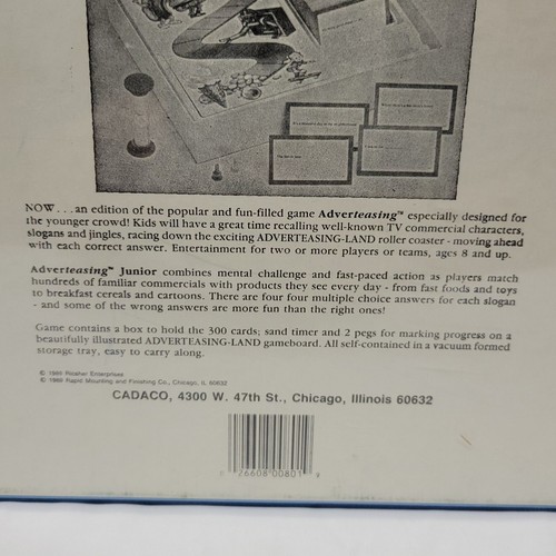 1989 Adverteasing Junior Board Game Cadaco NEW SEALED! Brain game Slogans Names - Picture 3 of 7