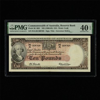 1960 65 Commonwealth of Australia Reserve Bank 10 Pounds Pick#36 PMG 40 EPQ EF