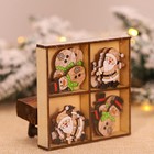 12 Pcs Christmas Tree Creative Snowman Santa Clause Hanging Wooden Pendant Decor
