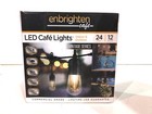 Enbrighten 12-Bulb 24 ft. Vintage Cafe Integrated LED String Lights, Black New