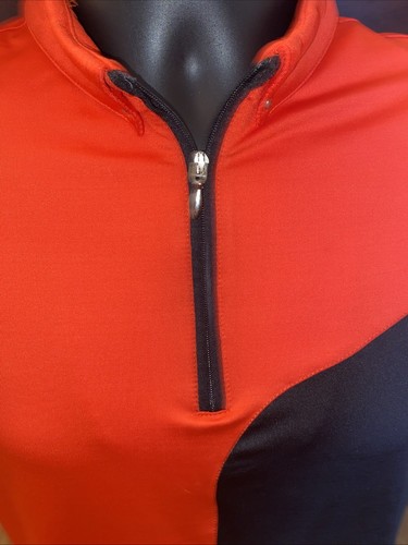 JAMIE SADOCK TOP Size Medium Red & Black 1/4 Zip Short Sleeve - Picture 3 of 6