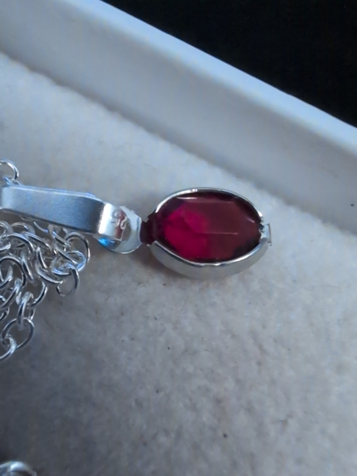 Sterling Silver 925 Three-piece Ruby Set Necklace… - image 6