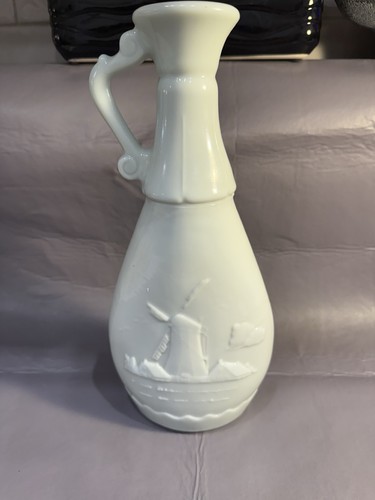 Vintage Delft Blue/White HOLLAND Dutch Windmill/Ship Decanter-Bottle-Pitcher - Picture 2 of 5