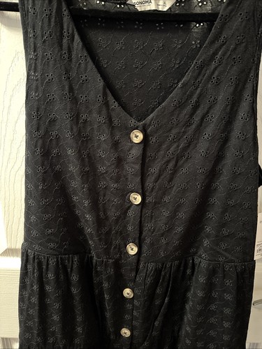 Schönes ärmelloses Damen Sommerkleid mit Knopfleiste und ÖSEN Stufen Größe XL. Schwarz - Bild 2 von 6