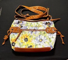 PRICE CUT  Bueno Super Soft Medium Crossbody Print with Faux Brown Leather Trim