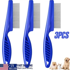 3 Pack Pet Hair Comb Stainless Steel Flea Lice Combs Dog Cat Grooming Kit NEW US