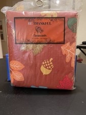 Be Thankful Fall/Thanksgiving Leaves Pattern Oblong PEVA Tablecloth 52" x 90"