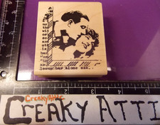 COUPLE KISS COLLAGE FRAME RUBBER STAMP STAMPINGTON CO. C8202 CREAKYATTIC