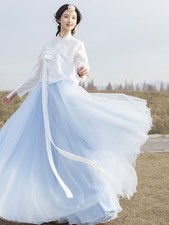 Modern Blue Hanbok Set   Spring/Summer Korean Outfit for Daily Wear  Work