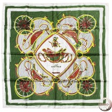 HERMES Carre 90 NEW SPRINGS Carriage Silk Scarf Green W/Tags Box Unused.