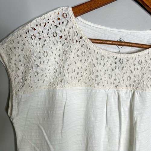 Top donna St John's Bay semplice bianco pizzo cotone pullover senza maniche taglia media - Foto 2 di 8