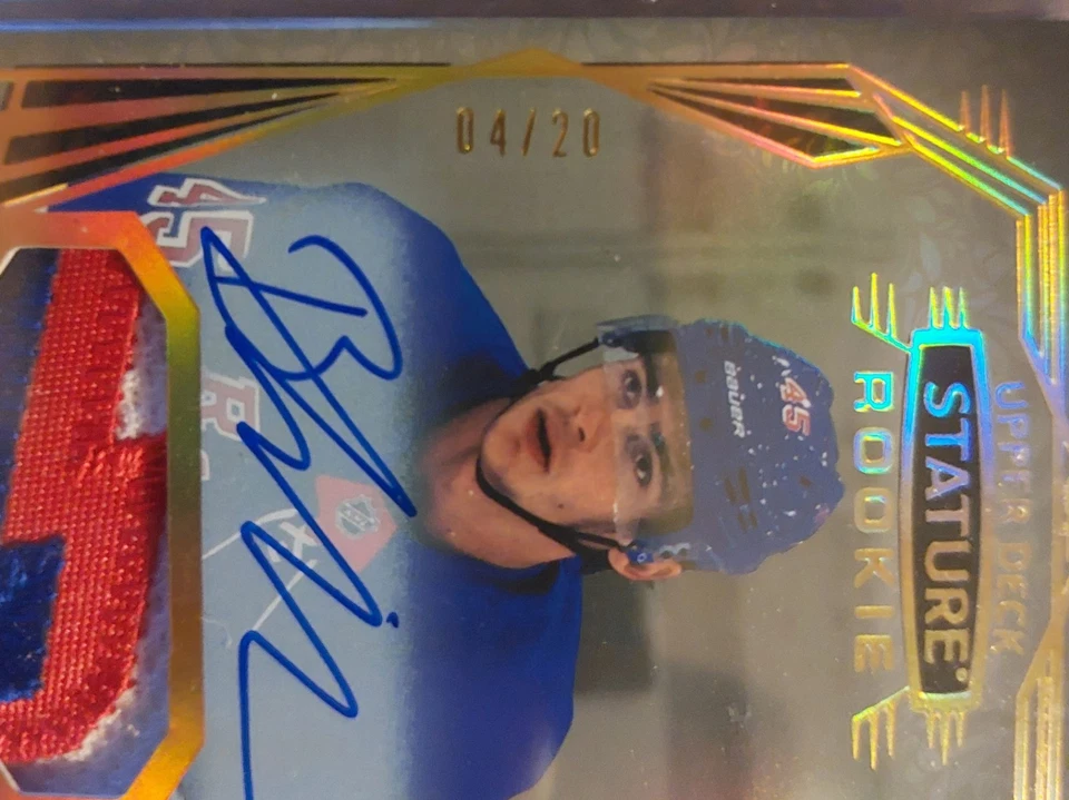 22-23 Upper Deck Stature Braden Schneider/Rangers  Rookie Patch Auto 4/20 - Image 2 of 3