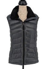 CALVIN KLEIN 90 Down Filled Outer Vest Large Black Full Zip Great