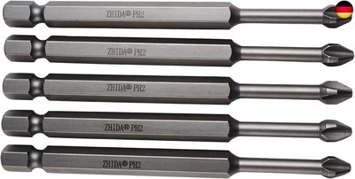 ZHIDA 8,9 cm Schlagschrauber-Bit PH2 Philllips #2 89 mm lang, 5 Stück
