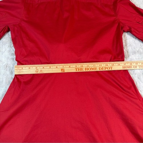 Vestido camisero Lauren Ralph Lauren ajustado y acampanado corbata delantera con bolsillos algodón talla 14 - Imagen 9 de 12