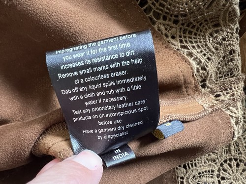 Scully Womens Romantic Western Boho Leather and Lace Fringe Jacket Brown S - Picture 14 of 14