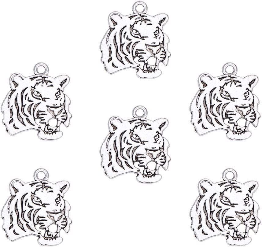 30Pcs Tiger Pendants - Animal Tiger Head Charms Pendant & Dangle Charms for Chri