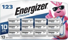 Energizer 123 Lithium Batteries, 3V CR123A Lithium Photo Batteries (12 pack)