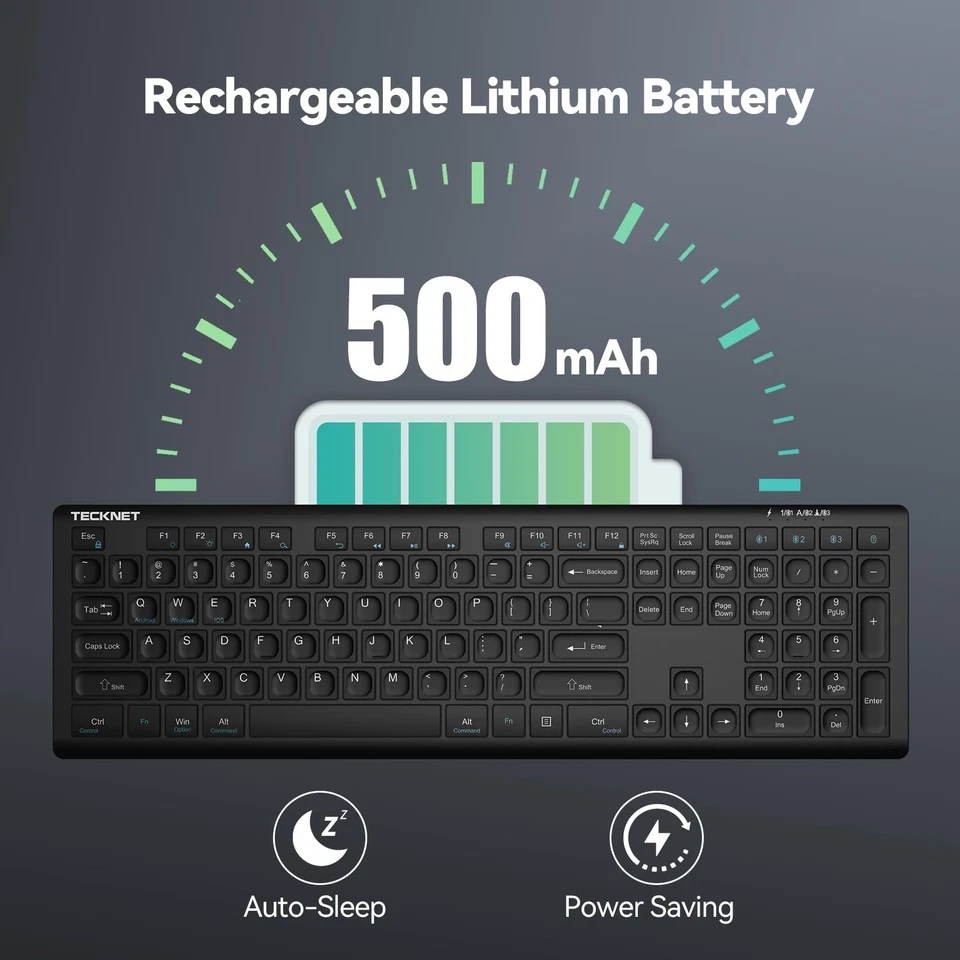 Bluetooth Keyboard Rechargeable, 4-Device (2.4G+BT) Wireless Keyboard, Full S... - Image 4 of 4