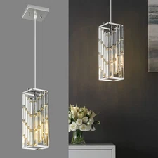 Chrome Pendant Lighting Modern Pendant Light, Mini Crystal Chandeliers,Adjust...