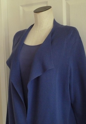 2pc EILEEN FISHER Iris Silk Georgette Tank+Silk/Cotton Knit Open Jacket 1X $576 - Picture 2 of 15