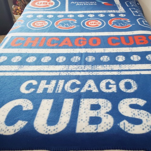 LOGO American Airlines Chicago Cubs Überwurf Decke 50 x 50" blau & rot Baseball - Bild 2 von 8