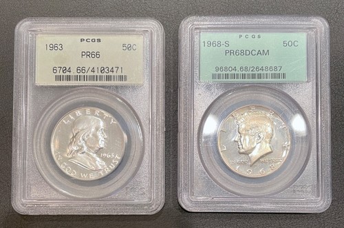 PCGS PR66 1963 Franklin Proof & 1968-S PR68 DCAM Kennedy half dollars - Picture 6 of 9