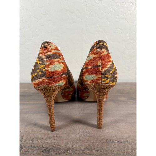 New Sam Edelman Hazel Sunset Orange Multi Aztec Stiletto Heel Pointy Toe Pumps 7 - Picture 5 of 7