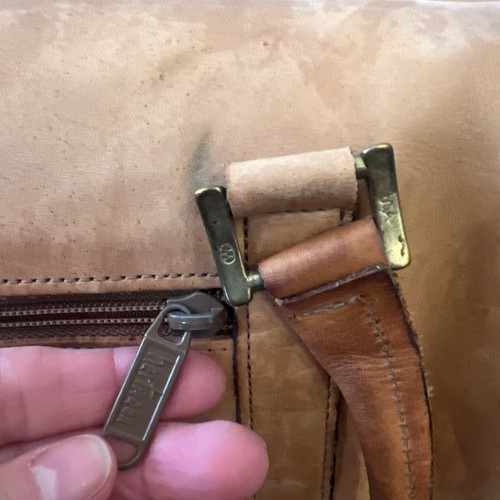 Borsone vintage Hartmann cintura in pelle dottore trasporto multiuso marrone chiaro - Foto 10 di 15