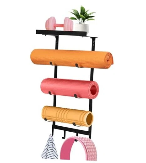 Yoga Mat Holder Wall Mount,Workout Storage Organizer for Home Gym Yoga Mat Holder Wall Mount,Workout Storage Organizer for Home Gym