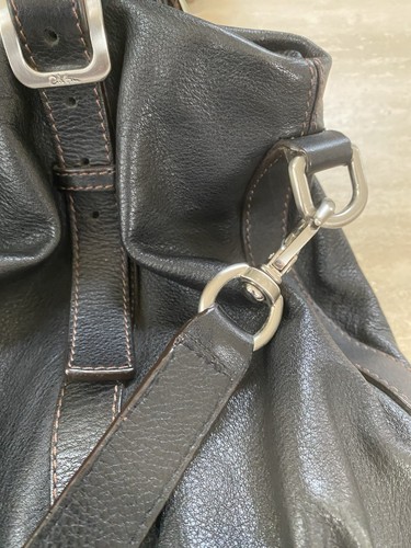 Cole Haan Black Leather Hobo Double Buckle PEBB Shoulder Bag Slouched Stitch EUC - Picture 9 of 11