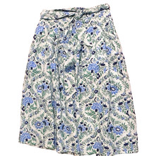 Talbots Skirt With Removable Tie Belt Midi Cotton Floral Print Side Zip Size 4