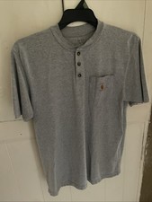 Carhartt 1/4 button-up Heavyweight work Shirt grey Mens Medium fits like Large 